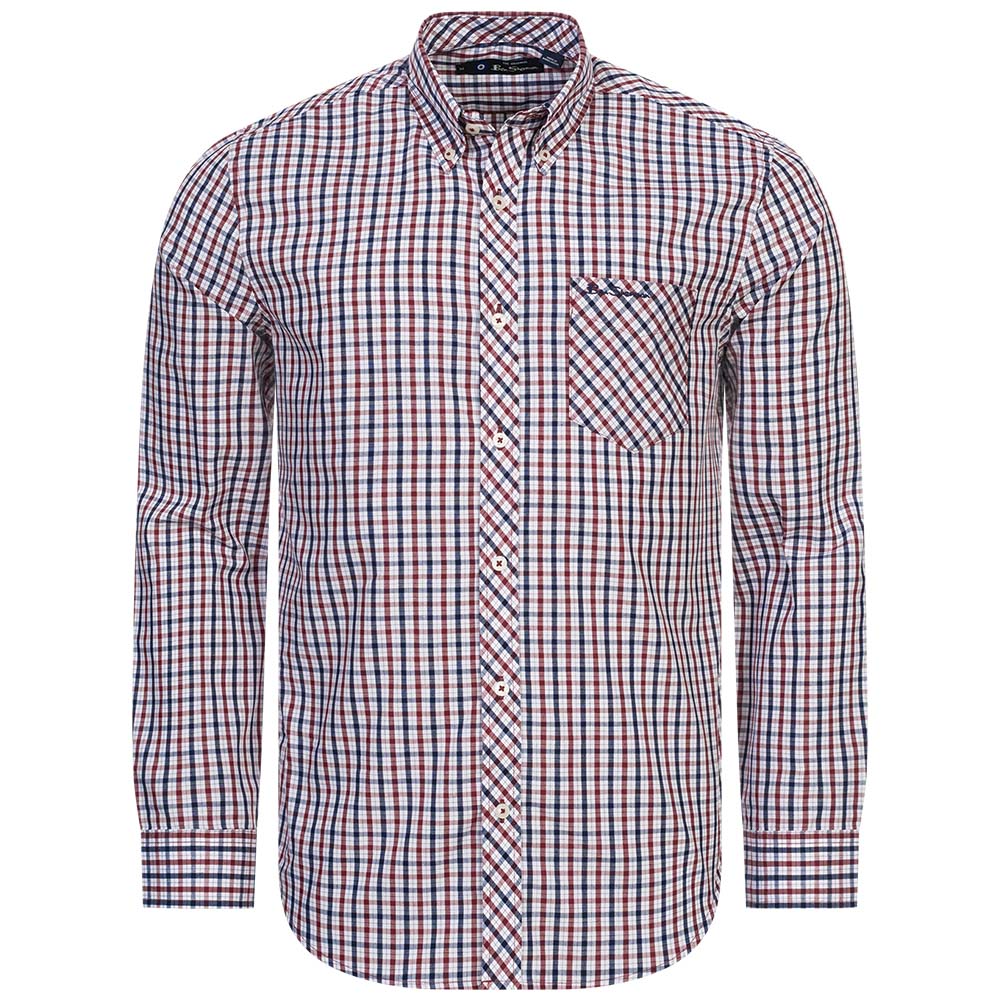 BEN SHERMAN House Check Herren Langarm Hemd 0077861-RED