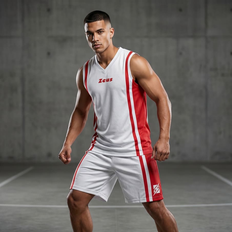 Zeus Kit Bozo Basketball Trikot + Shorts 2-tlg. Bianco/rosso