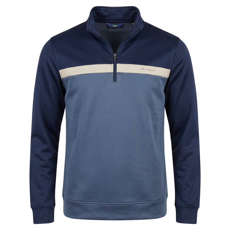 Ben Sherman Blue Two Tone Zip Herren Sweatshirt 1981080945