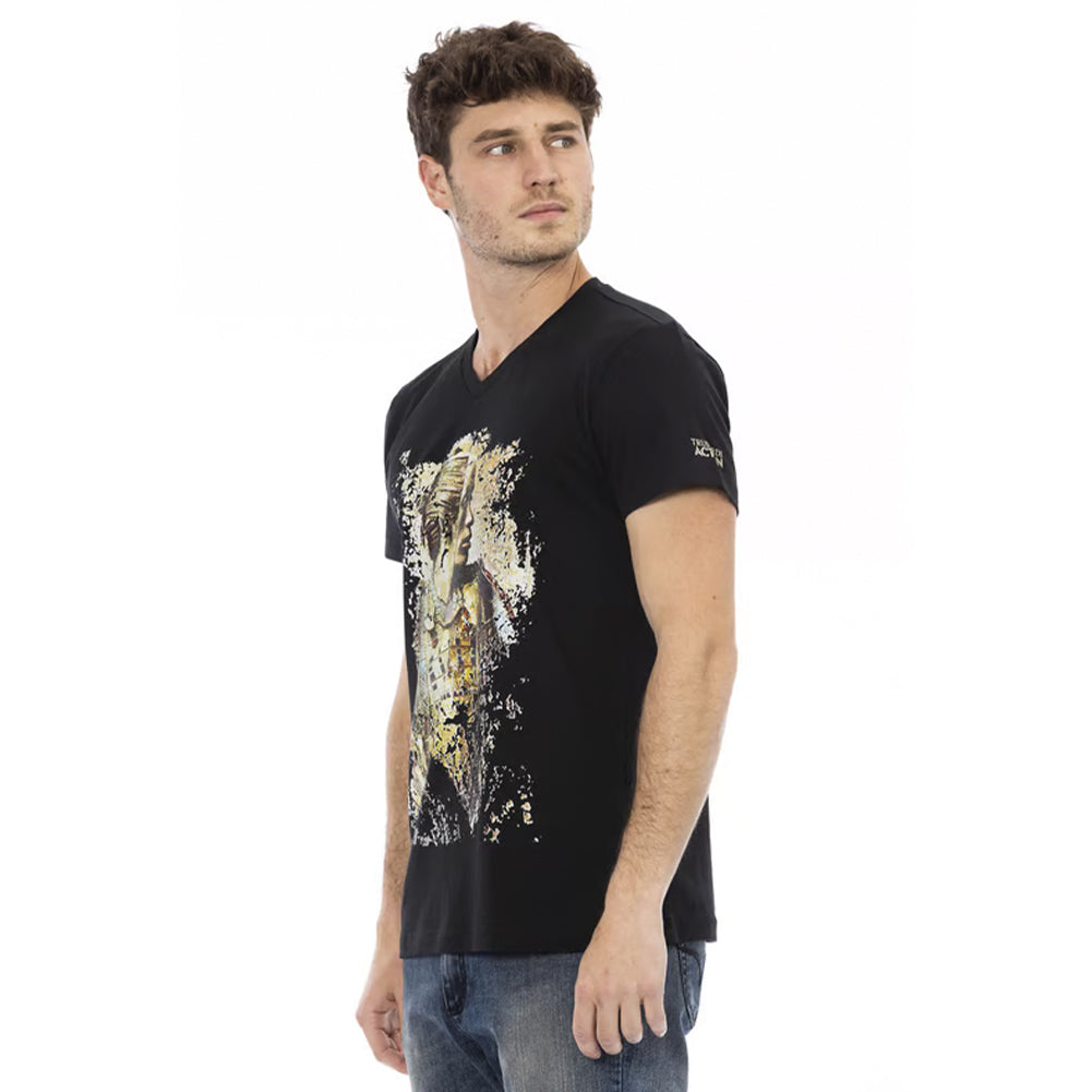 TRUSSARDI Action Herren Conqueror V-Ausschnitt T-Shirt Schwarz 2AT108003