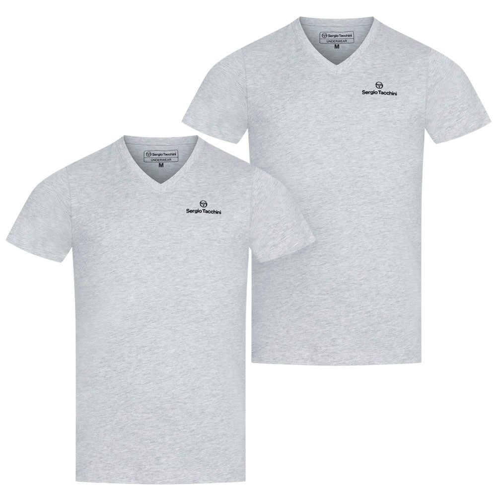 Sergio Tacchini Herren Unterhemden V-Ausschnitt 2er-Pack grau 39493336