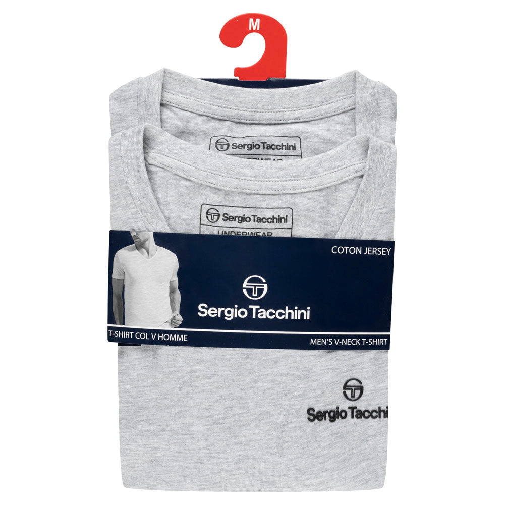 Sergio Tacchini Herren Unterhemden V-Ausschnitt 2er-Pack grau 39493336