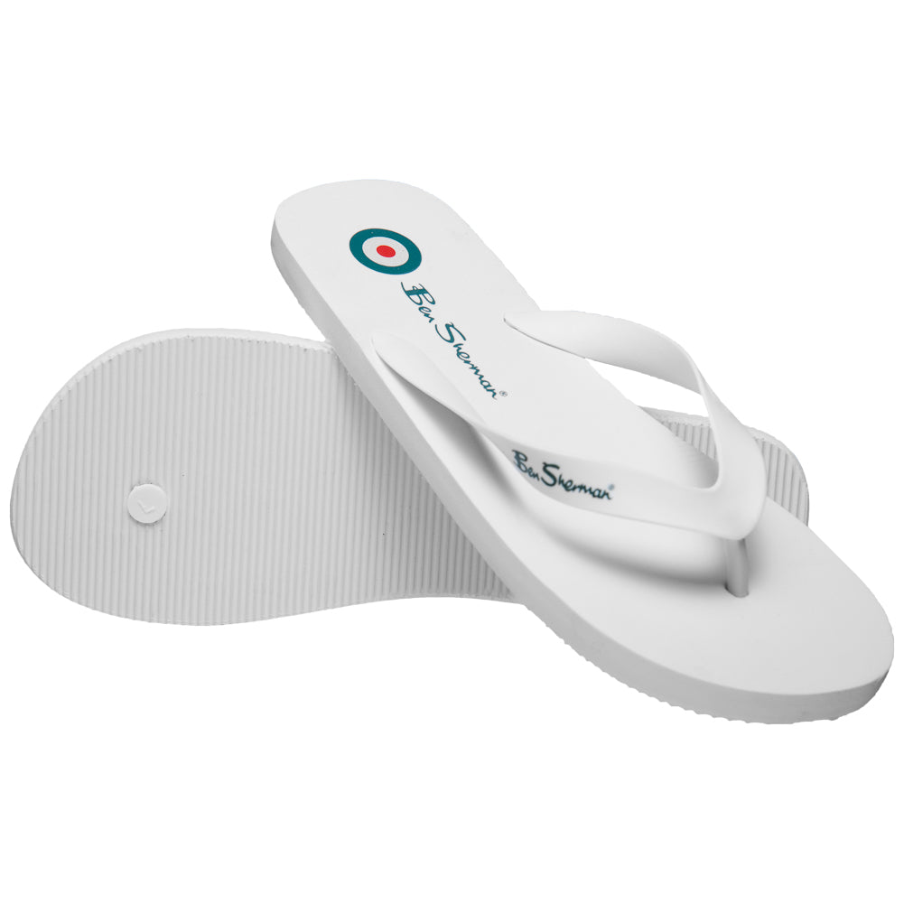 BEN SHERMAN Falmouth Hommes Tongs BEN3164-BLANC