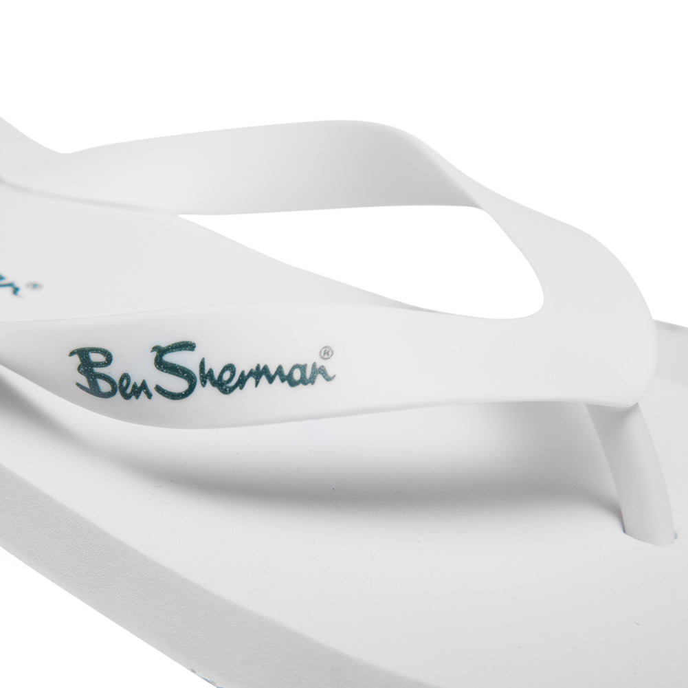 BEN SHERMAN Falmouth Hommes Tongs BEN3164-BLANC
