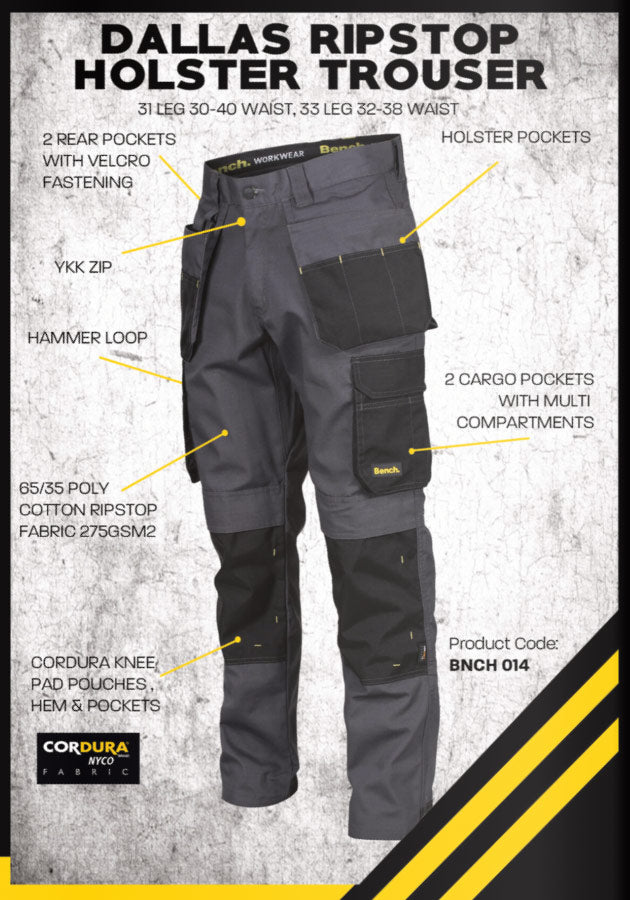 Bench Workwear Dallas Herren Arbeitshose BNCH 014-Grey/Black