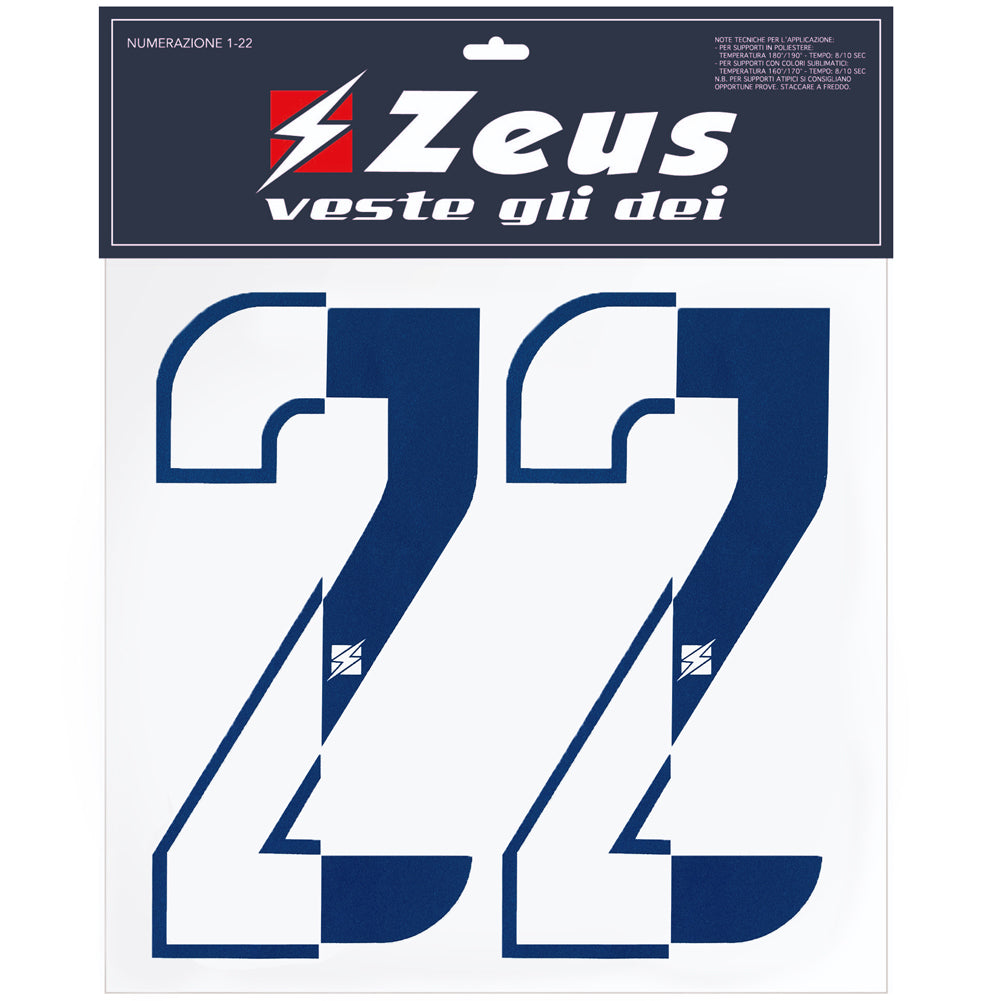 Zeus Kit de transfert des numÃ©ros de 1 Ã  22 25cm demi-marine senior