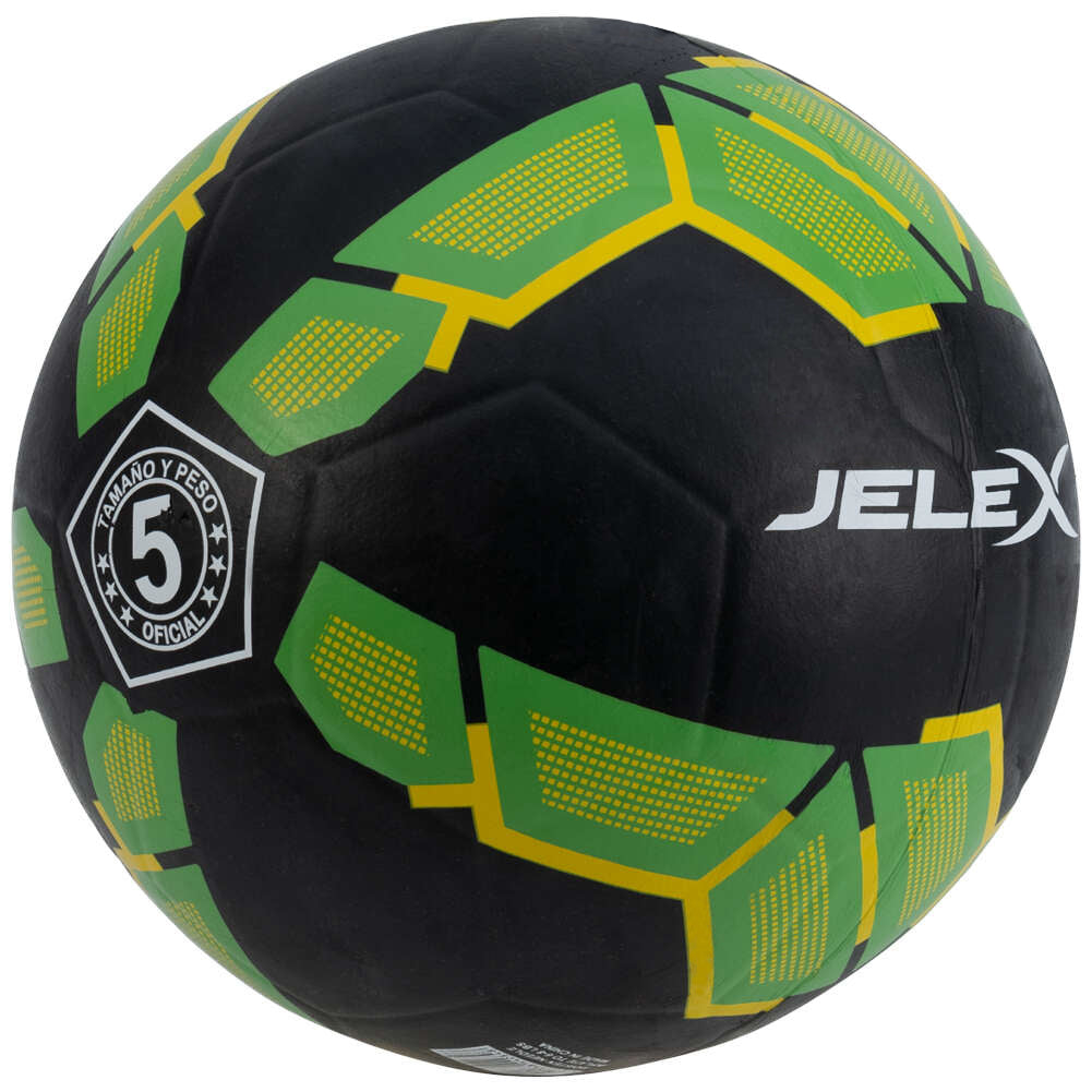 JELEX Bolzplatzheld Ballon de foot en caoutchouc noir-vert