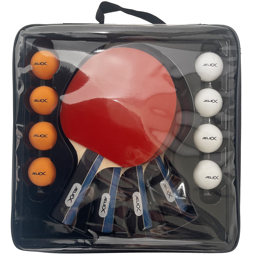 JELEX Sidespin Lot de 4 raquettes de tennis de table avec 8 balles