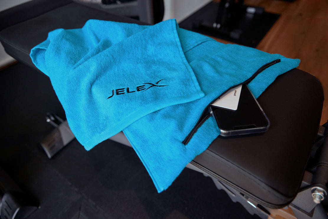 JELEX "100FIT" Serviette de fitness avec une poche zippÃ©e turquoise