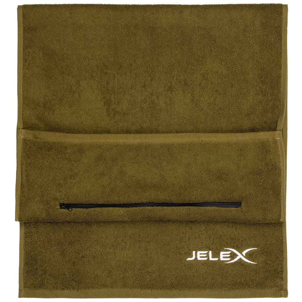 JELEX "100FIT" Serviette de fitness avec une poche zippÃ©e vert armÃ©e