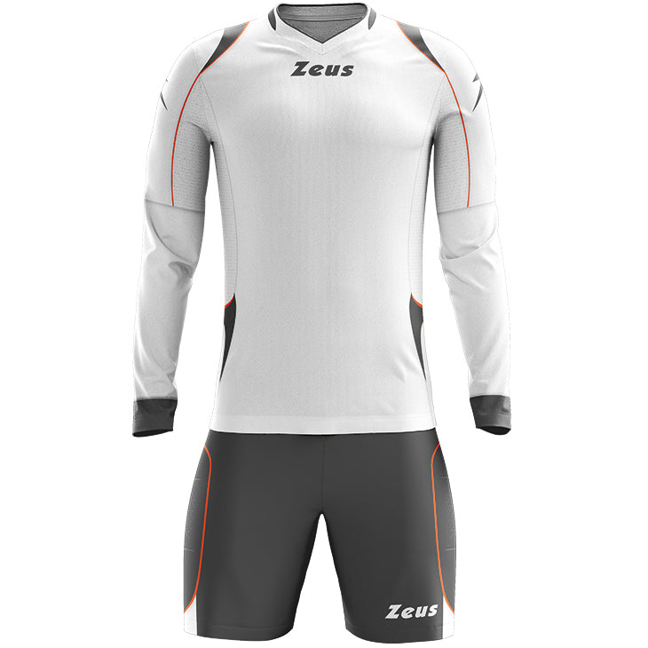 Zeus Paros Ensemble de gardien de but Maillot Ã  manches longues avec short blanc gris