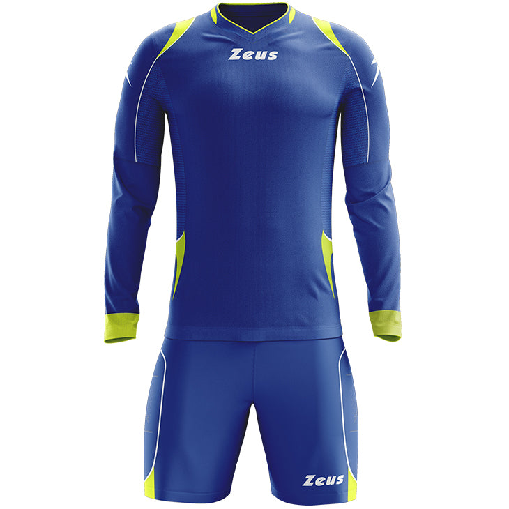 Zeus Paros Ensemble de gardien de but Maillot Ã  manches longues avec short bleu nÃ©on jaune