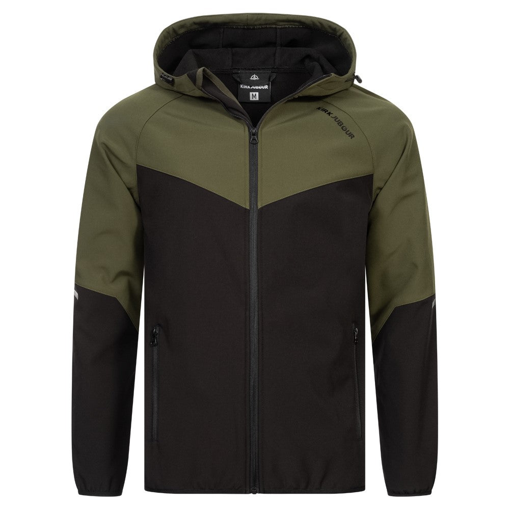 KIRKJUBØUR® "Njordr" Herren SOFTSHELLjacke 10.000 mm Wassersäule grün/schwarz