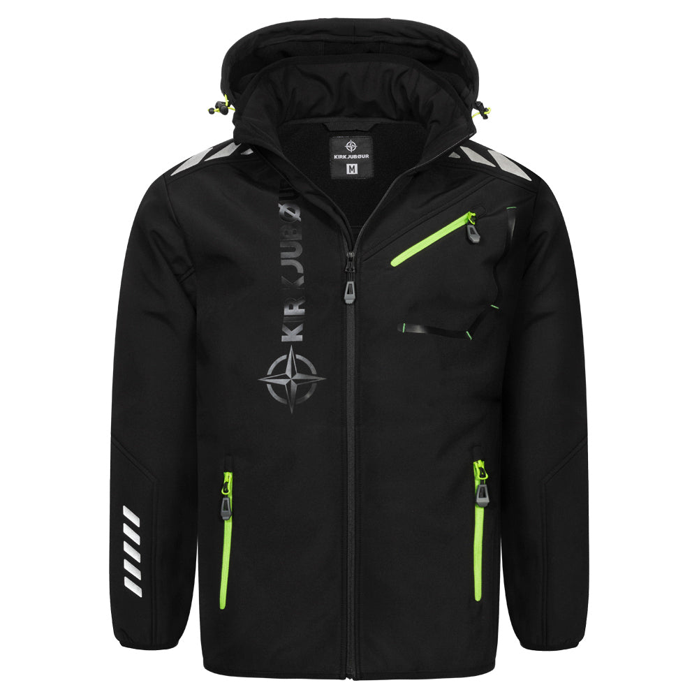 KIRKJUBØUR® "Alvik" Herren SOFTSHELLjacke 10.000 mm Wassersäule schwarz/grün