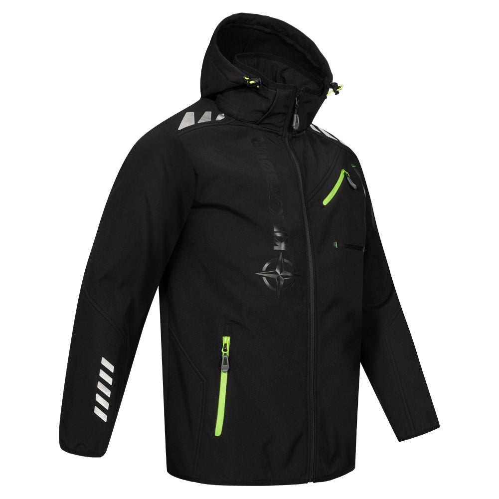 KIRKJUBØUR® "Alvik" Herren SOFTSHELLjacke 10.000 mm Wassersäule schwarz/grün