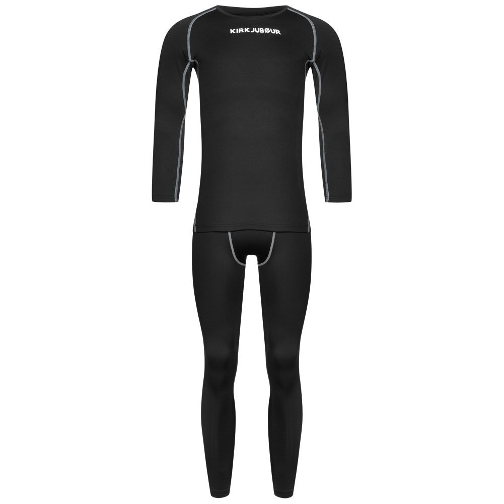 KIRKJUBÃUR Â® "Hafjall" Hommes Set sous-vÃªtements thermo 2 piÃ¨ces noir