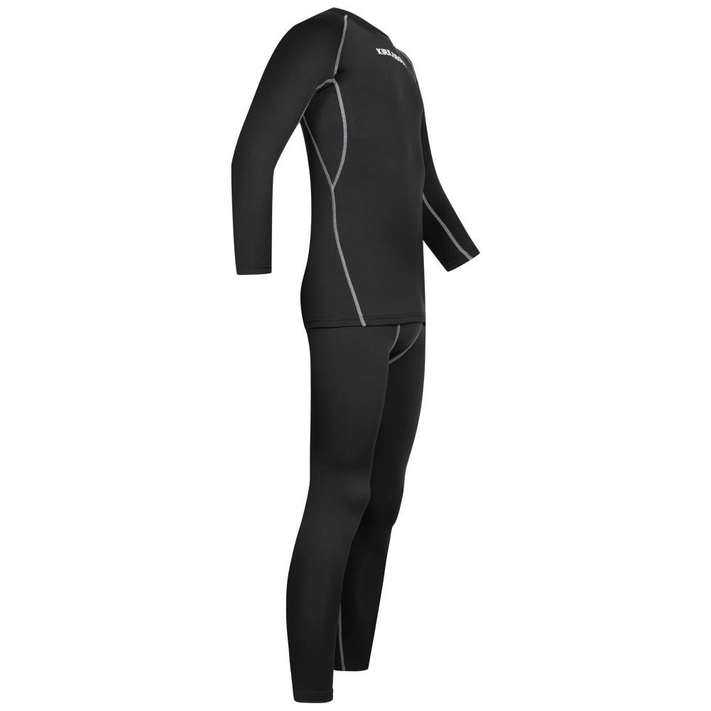 KIRKJUBÃUR Â® "Hafjall" Hommes Set sous-vÃªtements thermo 2 piÃ¨ces noir