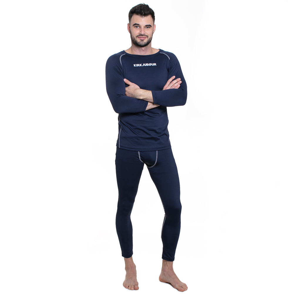 KIRKJUBÃUR Â® "Hafjall" Hommes Set sous-vÃªtements thermo 2 piÃ¨ces bleu