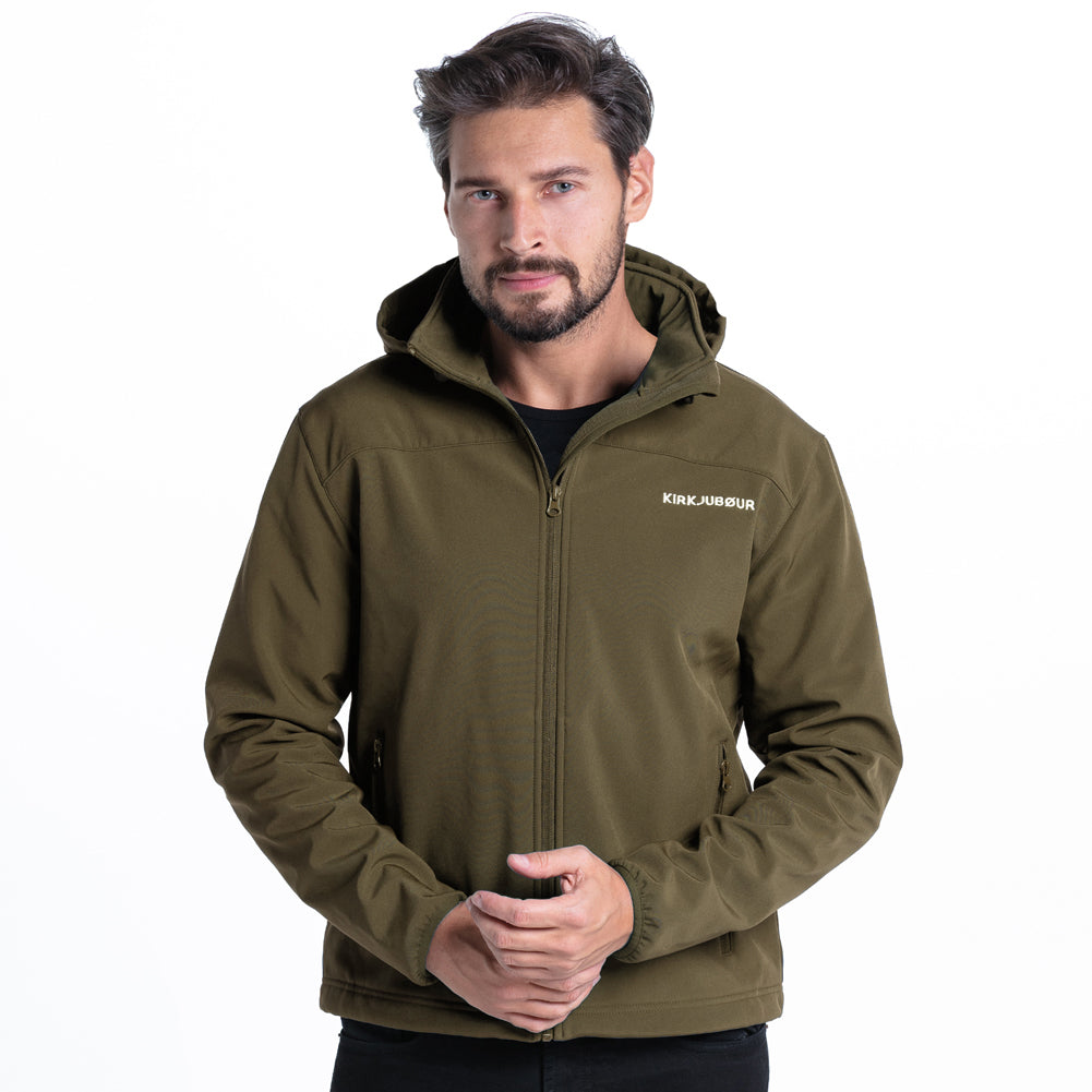 KIRKJUBØUR® "Hestur" Herren SOFTSHELLjacke 10.000 mm Wassersäule khaki braun