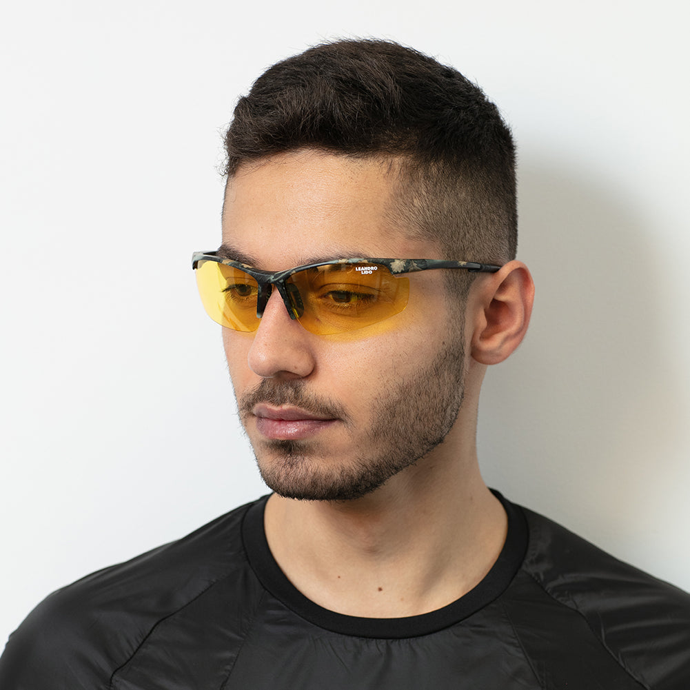 LEANDRO LIDO Power Lunettes de soleil pour le sport camouflage/jaune