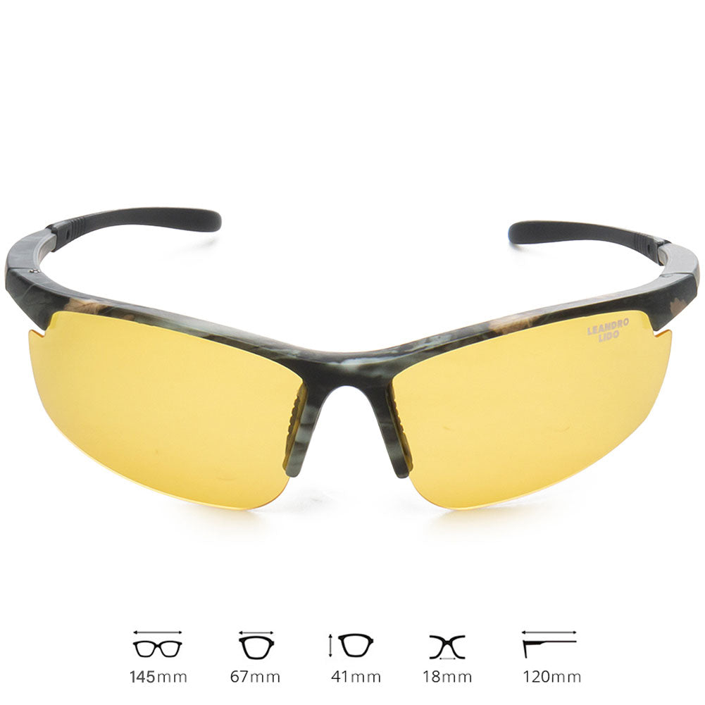 LEANDRO LIDO Power Lunettes de soleil pour le sport camouflage/jaune