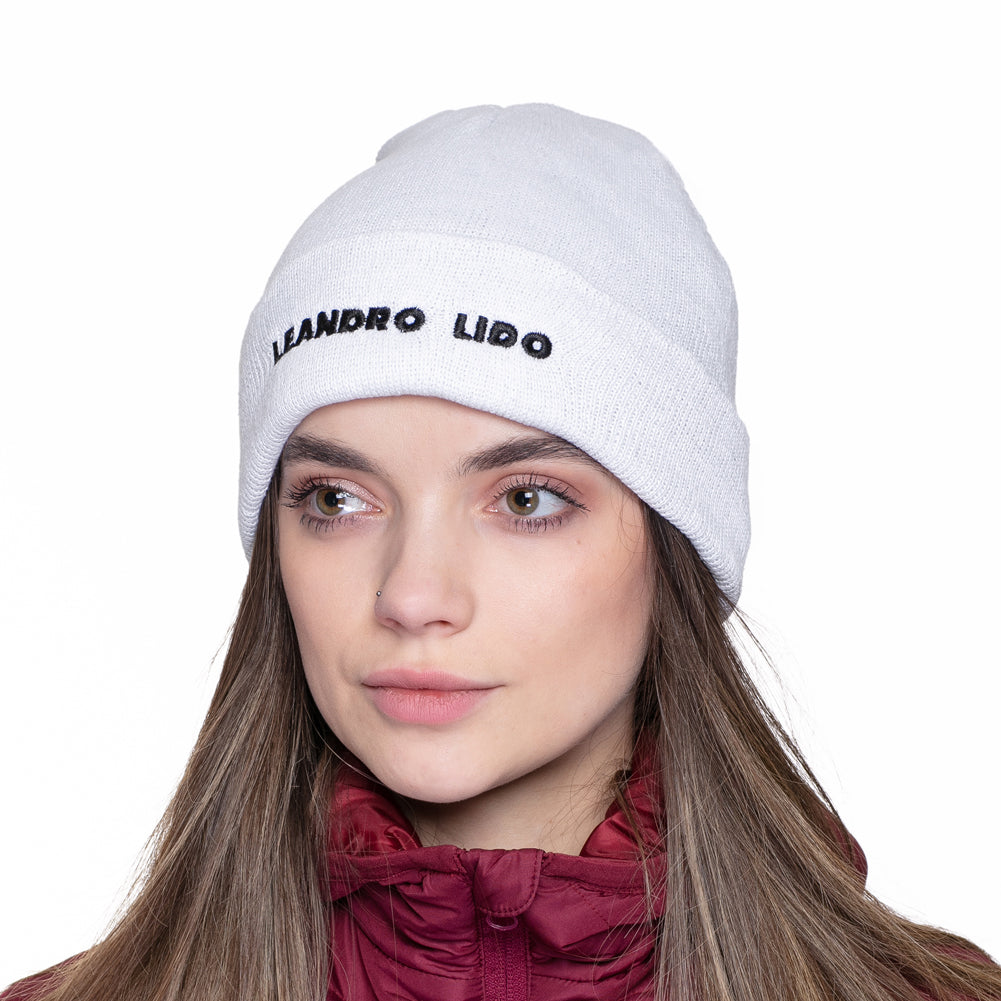 LEANDRO LIDO "Callata" Beanie Bonnet d'hiver blanc