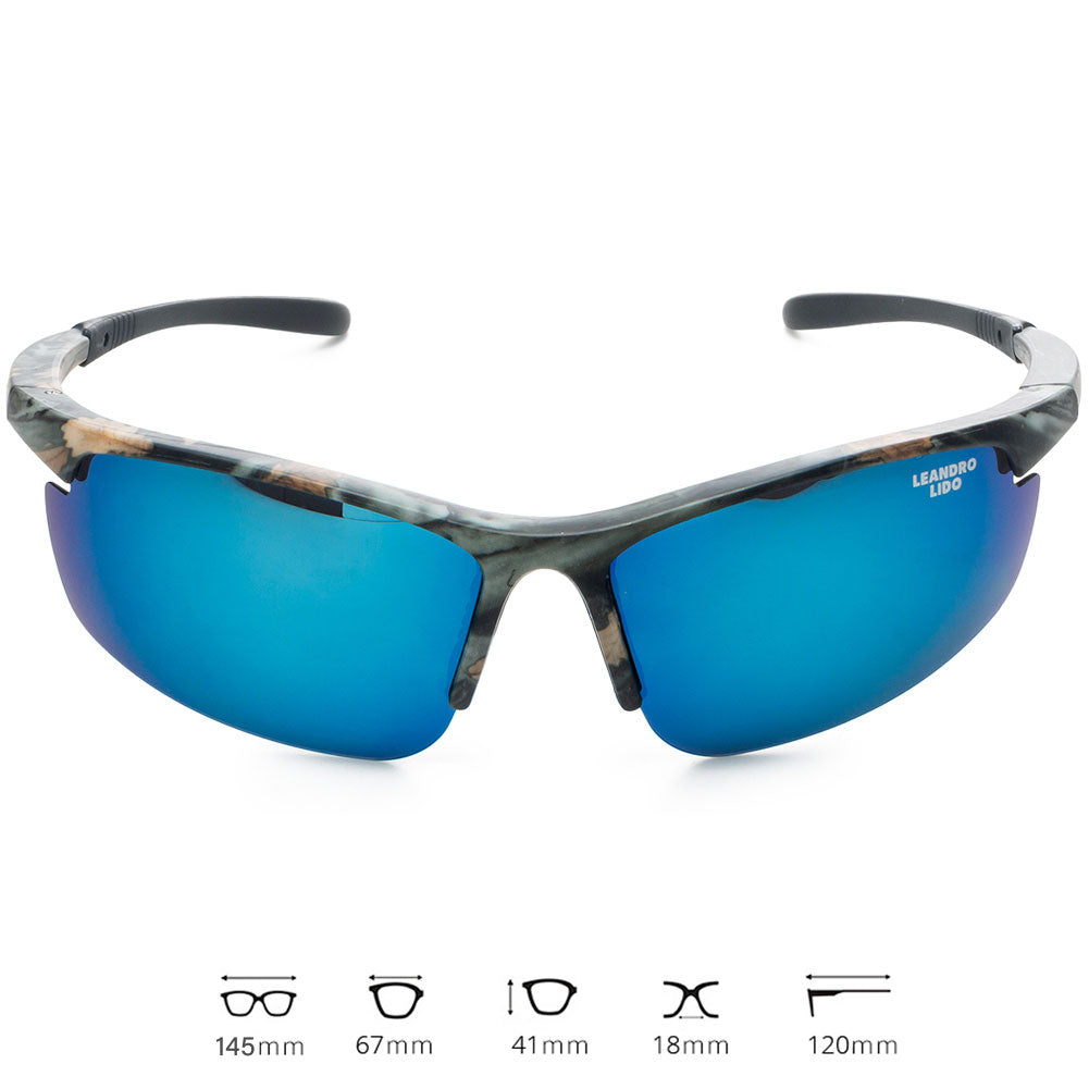 LEANDRO LIDO Power Lunettes de soleil pour le sport camouflage/bleu
