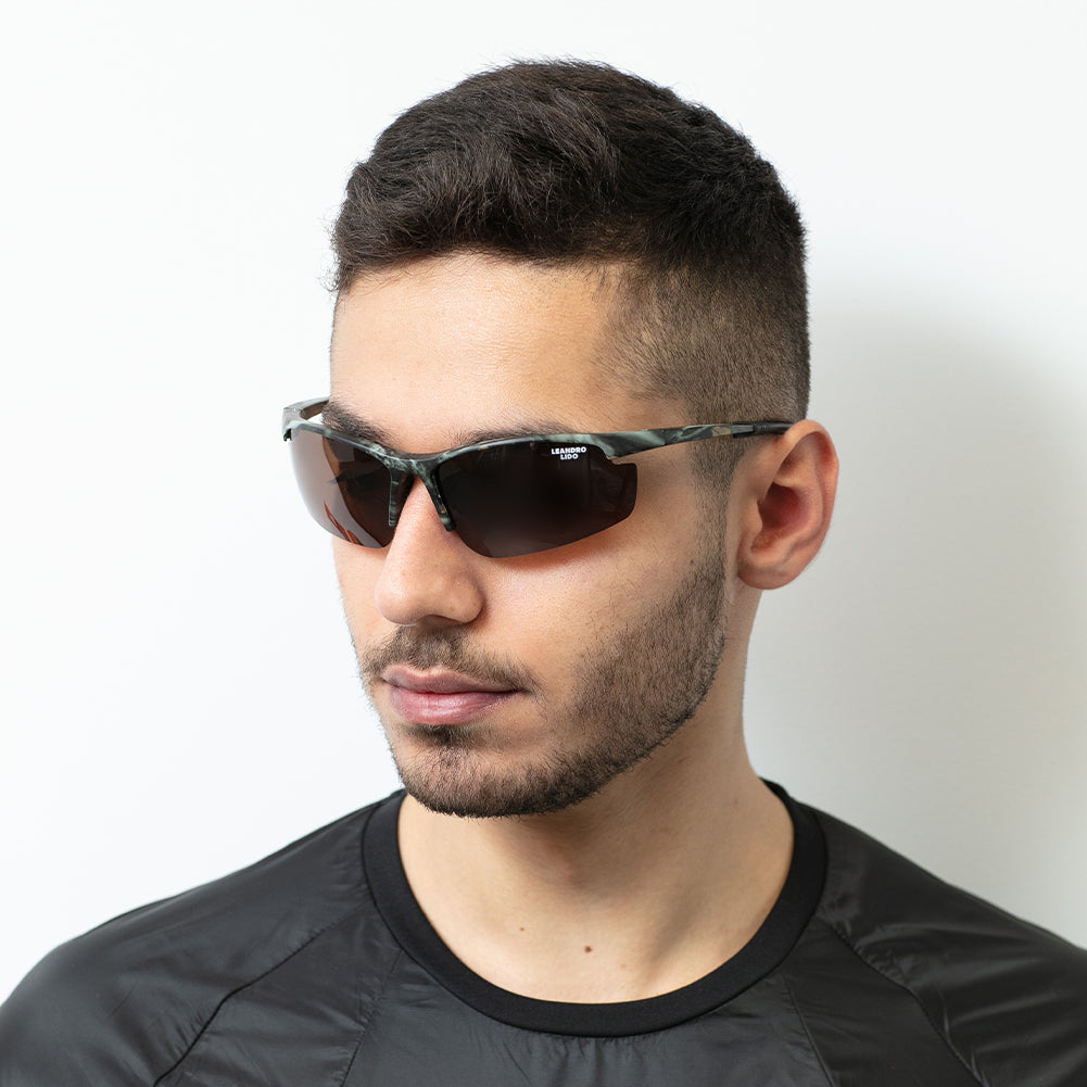 LEANDRO LIDO Power Lunettes de soleil pour le sport camouflage/marron
