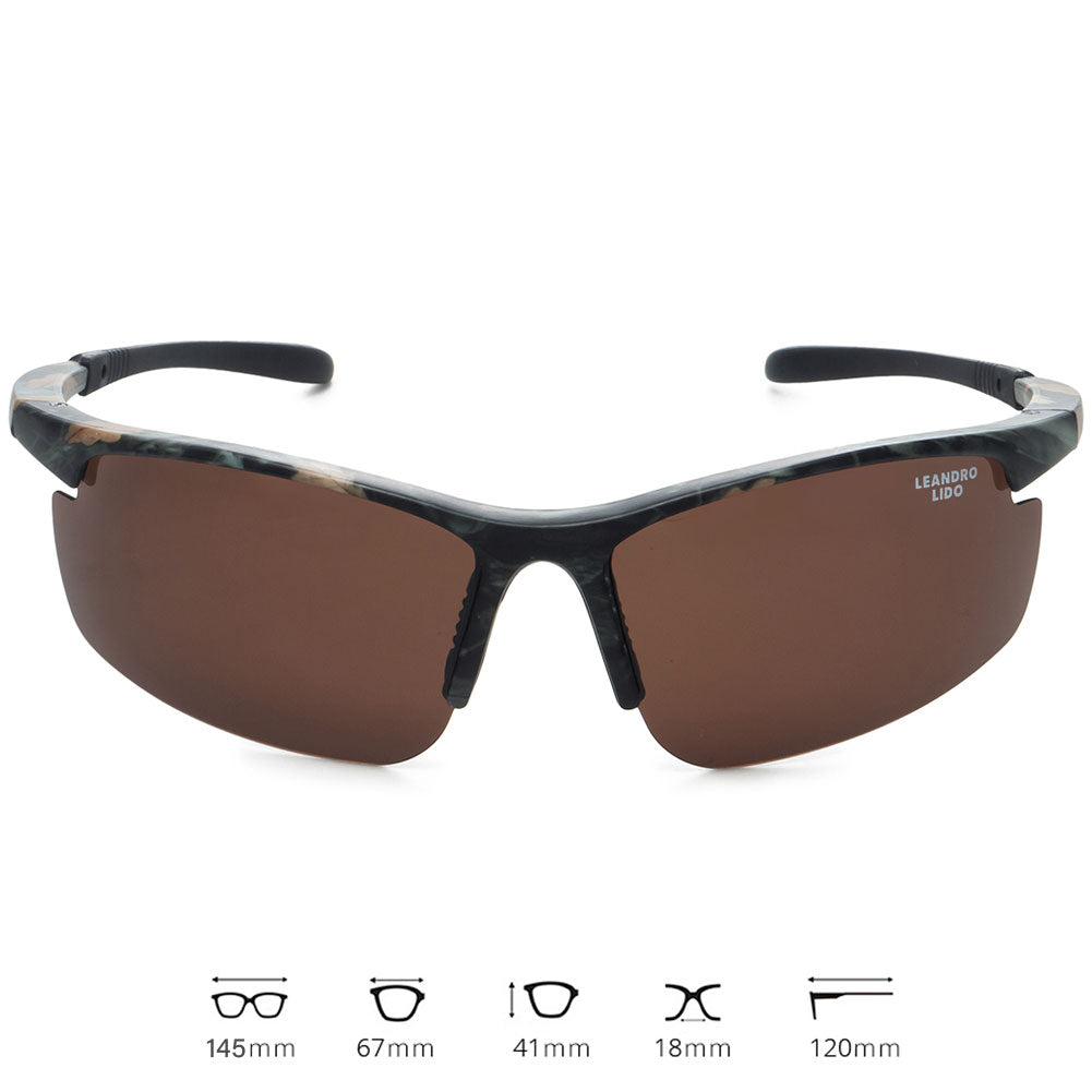 LEANDRO LIDO Power Lunettes de soleil pour le sport camouflage/marron