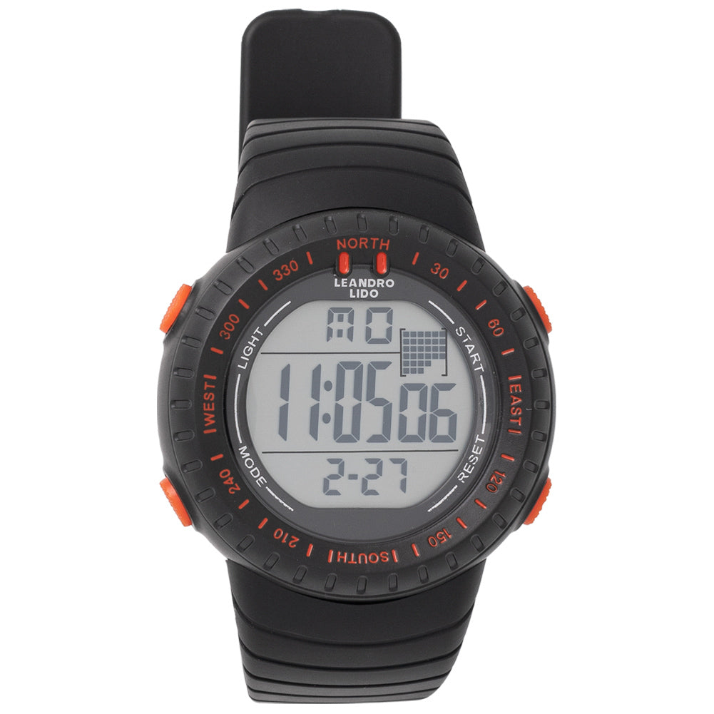 LEANDRO LIDO "Vescia" Unisex Sport Uhr schwarz/orange