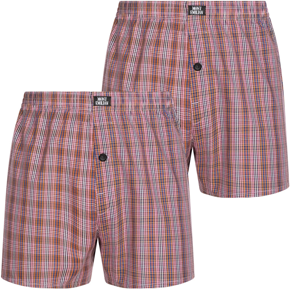 MONT EMILIAN "Nantes" Herren American Boxershorts 2er-Pack rot/karo