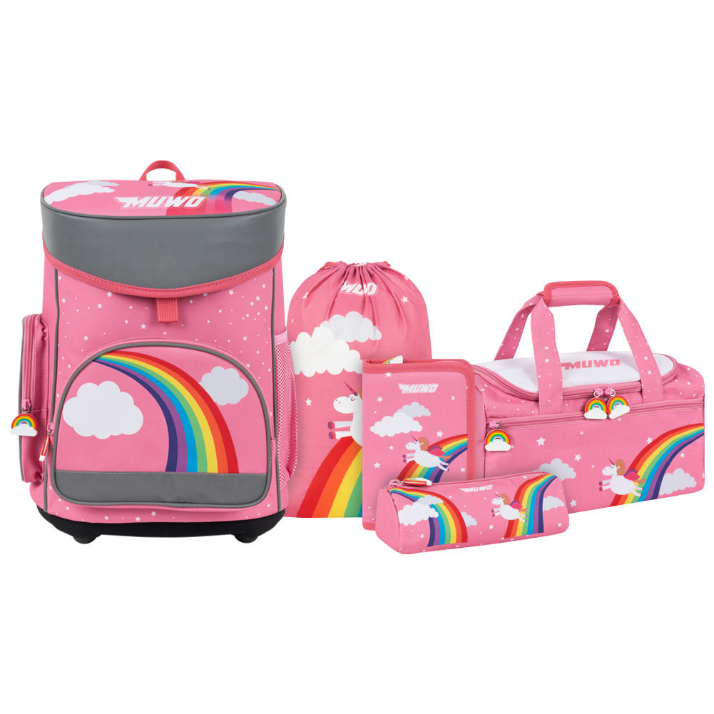 MUWO "Lil Unicorn" Kinder Schulranzen Set 5-tlg.