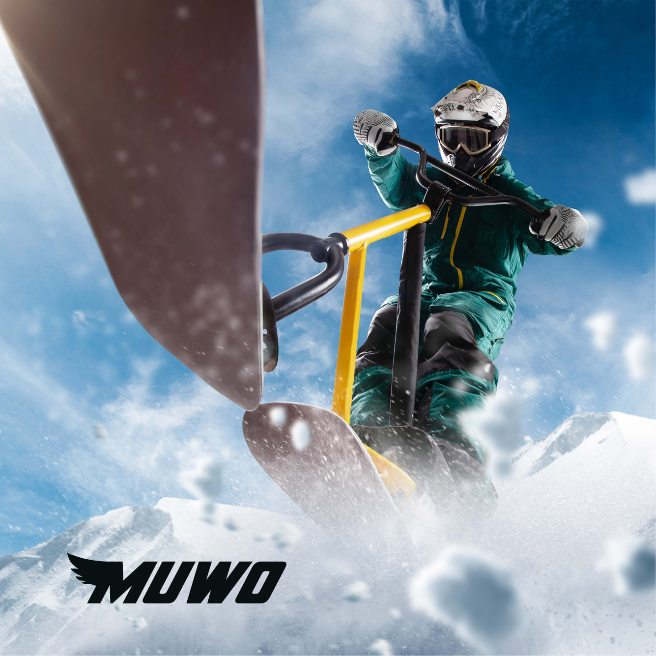 MUWO "Snowglider" Kinder Lenkschlitten schwarz