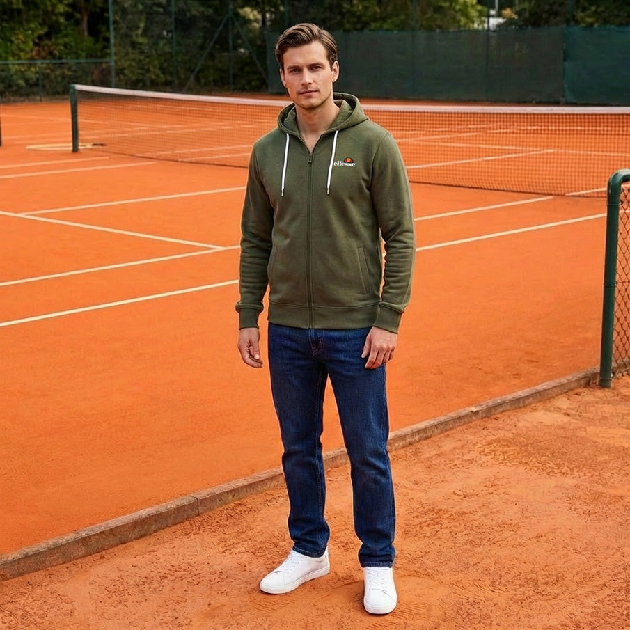 ellesse Klemerio Full Zip Herren Kapuzen Sweatjacke SOP23857-Khaki