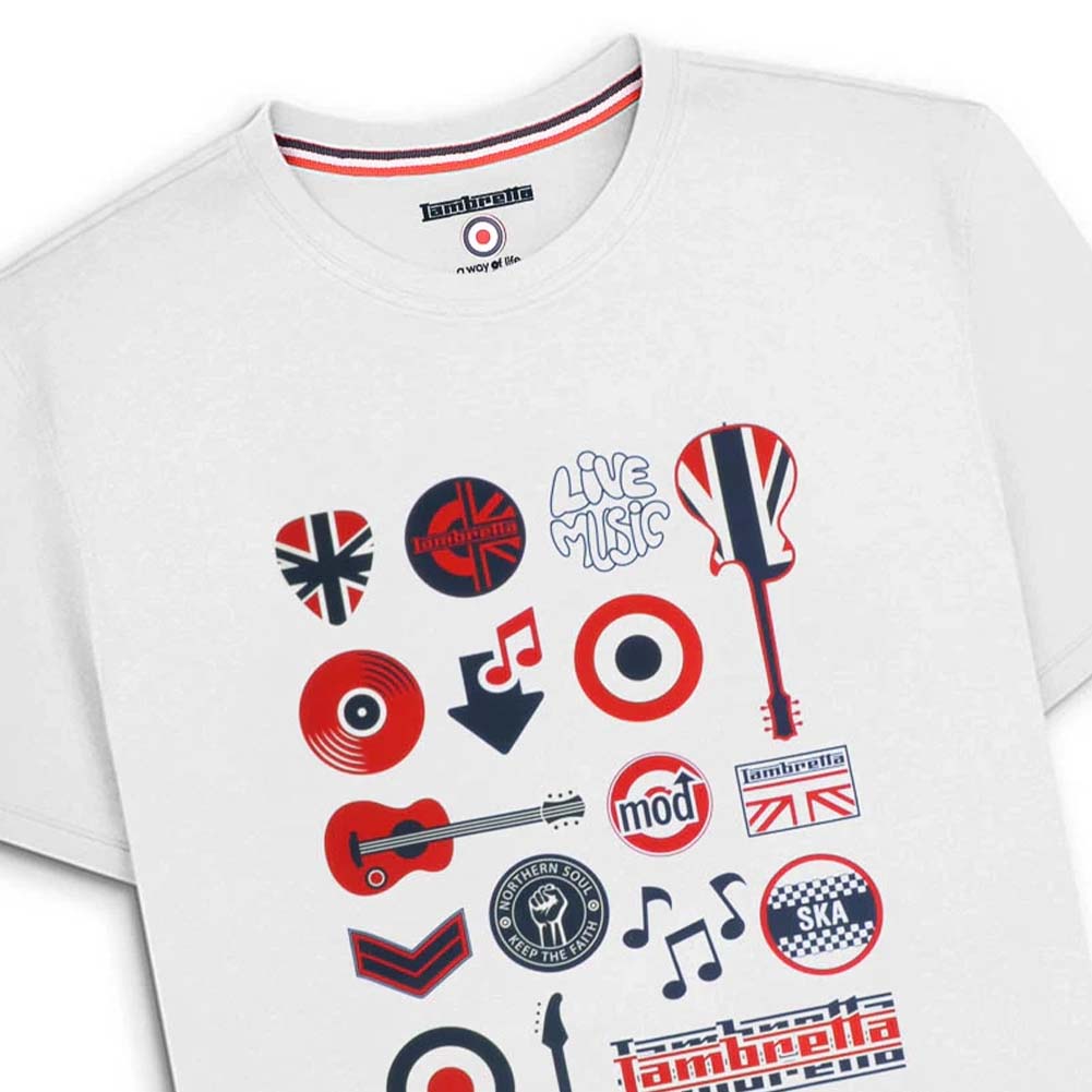 Lambretta Music Icon Tee Herren T-Shirt SS1526-WHITE