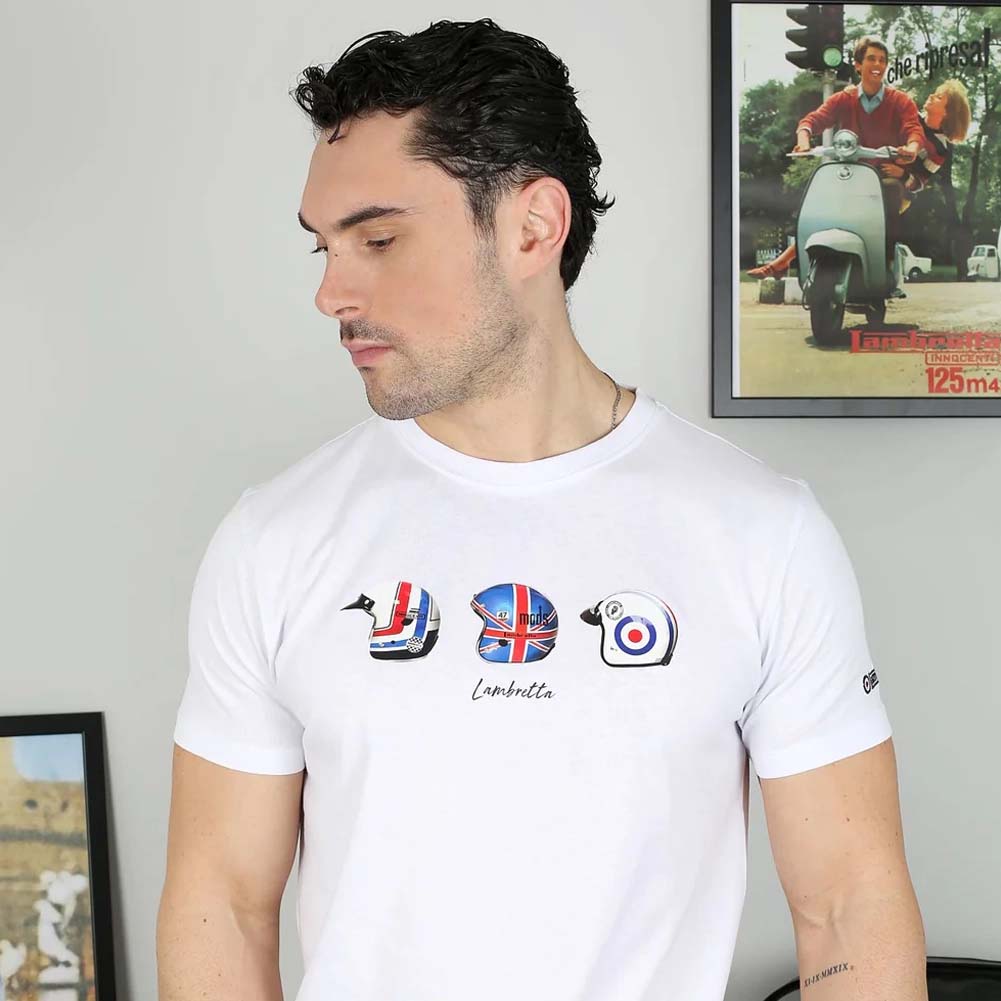 Lambretta Helmet Tee Herren T-Shirt SS4007-WHITE