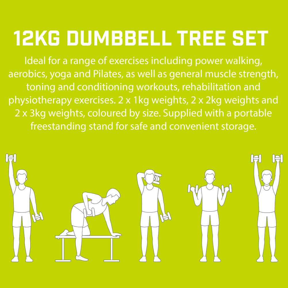 Urban Fitness Arbre Ã  haltÃ¨res 2 x 1kg, 2 x 2kg et 2 x 3kg UFW025